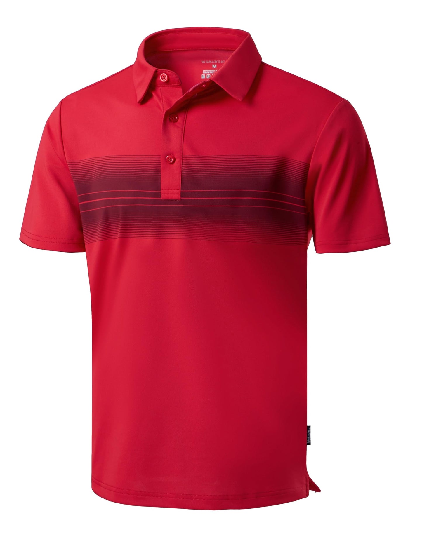 Men's Golf Shirts Dry Fit Moisture Wicking Performance Short Sleeve Collared Polo Shirts for Casual Tennis Bussiness (Red Stripe, XL)