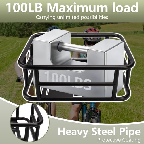 Rear Bike Basket,Bike Basket with Waterproof Liner and Cargo Net,Easy to Install,Maximum Load 100LB,Large Adults Bicycle Baskets Back of E-Bike and Bicycle