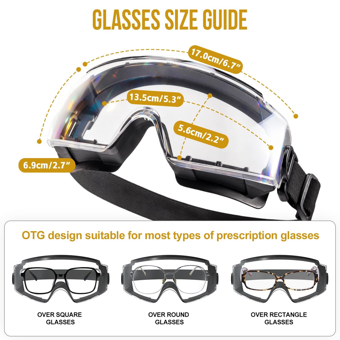 ONETIGRIS Tactical Goggles Over Glasses, Anti Fog Tactical Eyeglasses, Safety OTG Goggles Protection with Interchangeable Len