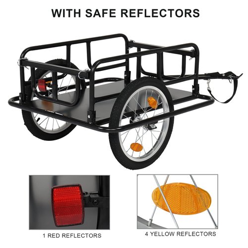 PEXMOR Foldable Bike Cargo Trailer with Universal Bike Hitch, Bicycle Wagon Trailer with 16" Wheels & Reflectors, Large Loading Bike Trailer Storage Cart