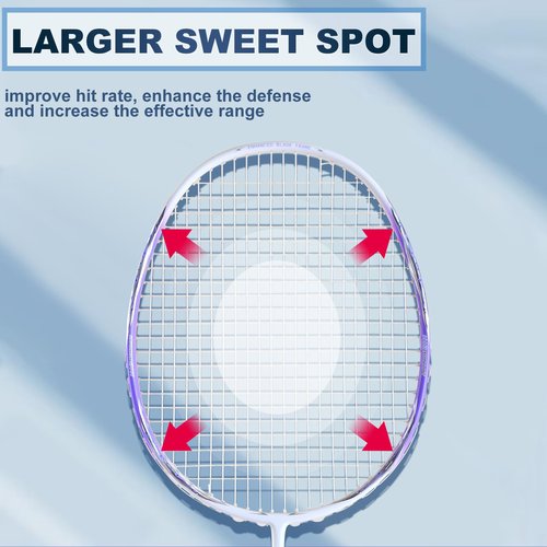 HXE Badminton Racket Set of 2, Carbon Fiber Professional Badminton Racquet for Outdoor Backyard Games, Lightweight Rackets Including 1 Carrying Bag 2 Shuttlecocks and 2 Replacement Grip Tapes