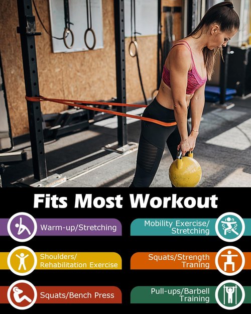 Zacro Resistance Bands, 6 Resistance Levels Pull Up Assistance Bands, Exercise Bands for Men&Women, Heavy Duty Resistance Band Set with Door Anchor, for Working Out, Muscle Training, Physical Therapy