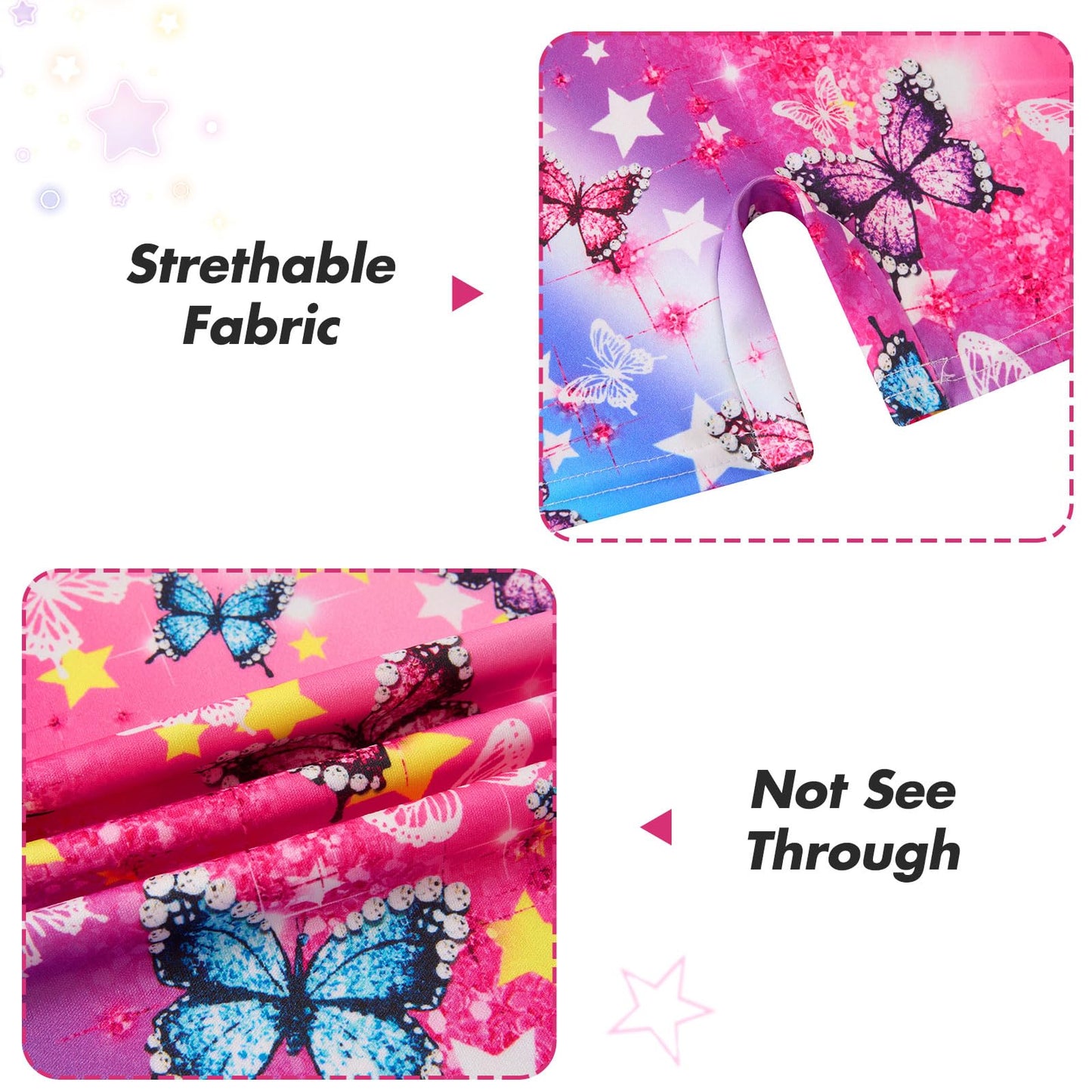 Taubow 2 Packs Leotards for Girls Size 7-8 Gymnastics Outfit Rainbow Butterfly Leotard Biketard with Shorts Tumbling Outfit