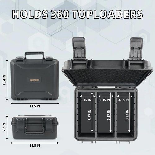 ZENACCE Waterproof Toploader Storage Box for 360 3" x 4" 35PT Rigid Card Holder, Storage Hard Case Holds 80 ONE Touch Magnetic Card