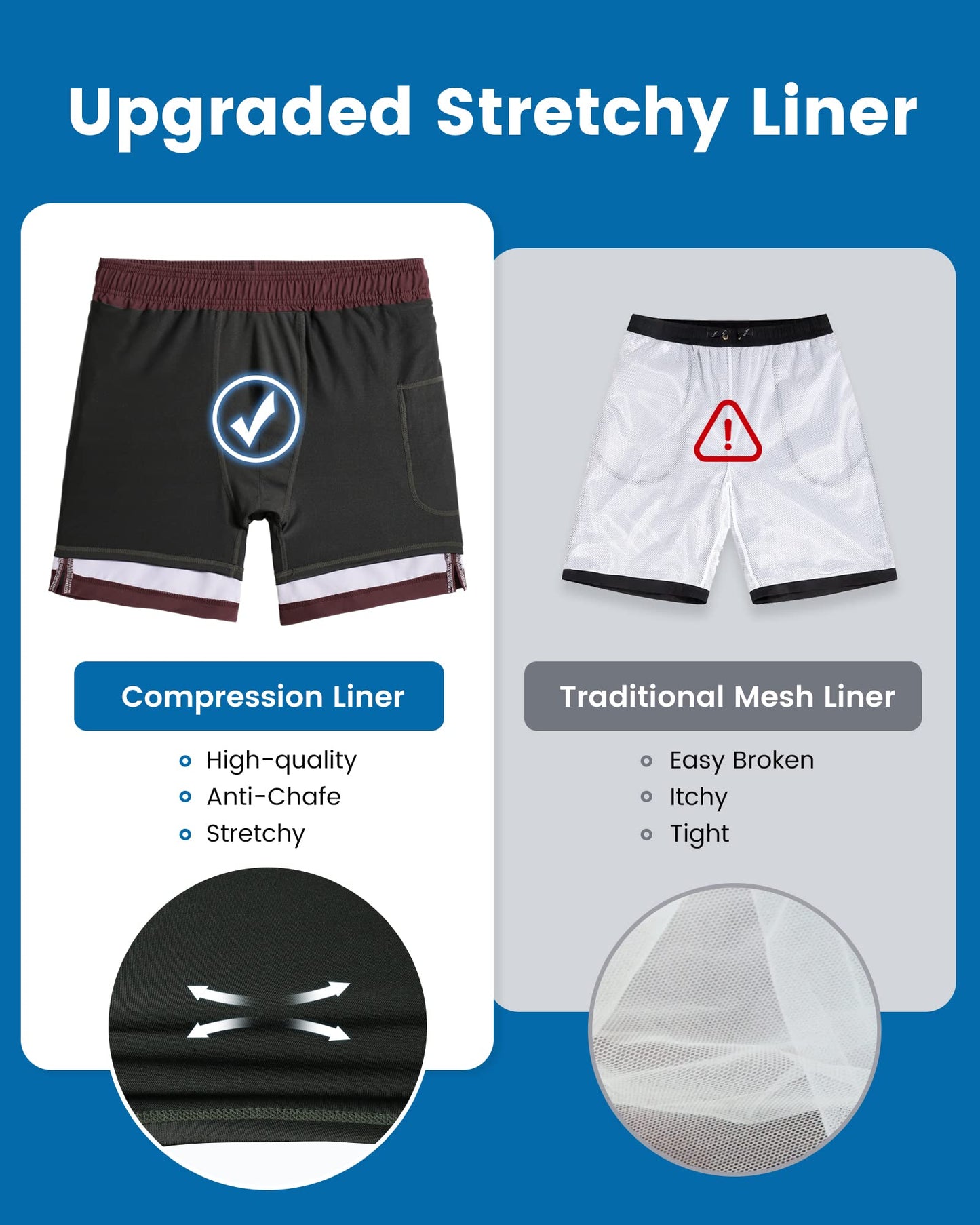 maamgic Swim Trunks Men 2 in 1 Mens Bathing Suit 7 Inch Quick Dry Mens Swimming Trunks with Zipper Pockets