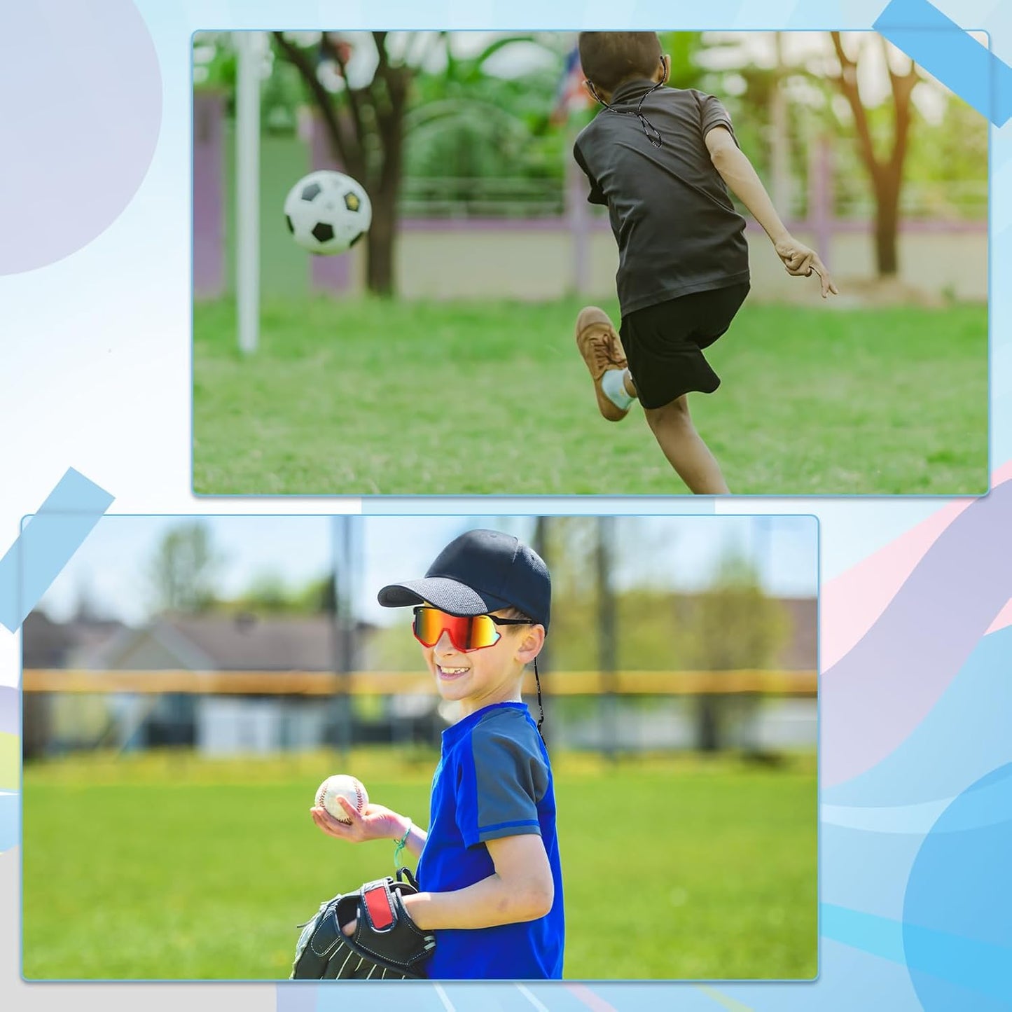 3 Pack Kids Sunglasses Youth Baseball Sunglasses Sports Cycling Sunglasses Shades UV400 Protection Goggles for Teens Age 8-14 Boys Girls