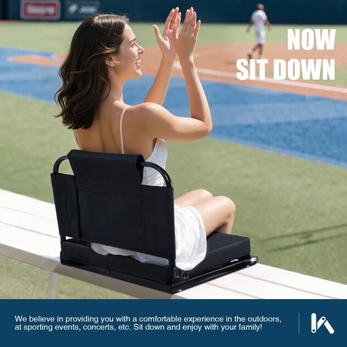 EMSLX Stadium Seats with Back Support Bleacher Chairs with Back and Cushion, Bleacher Seat with Adjustable Backrest and Portable Folding Cushion for Sports Events