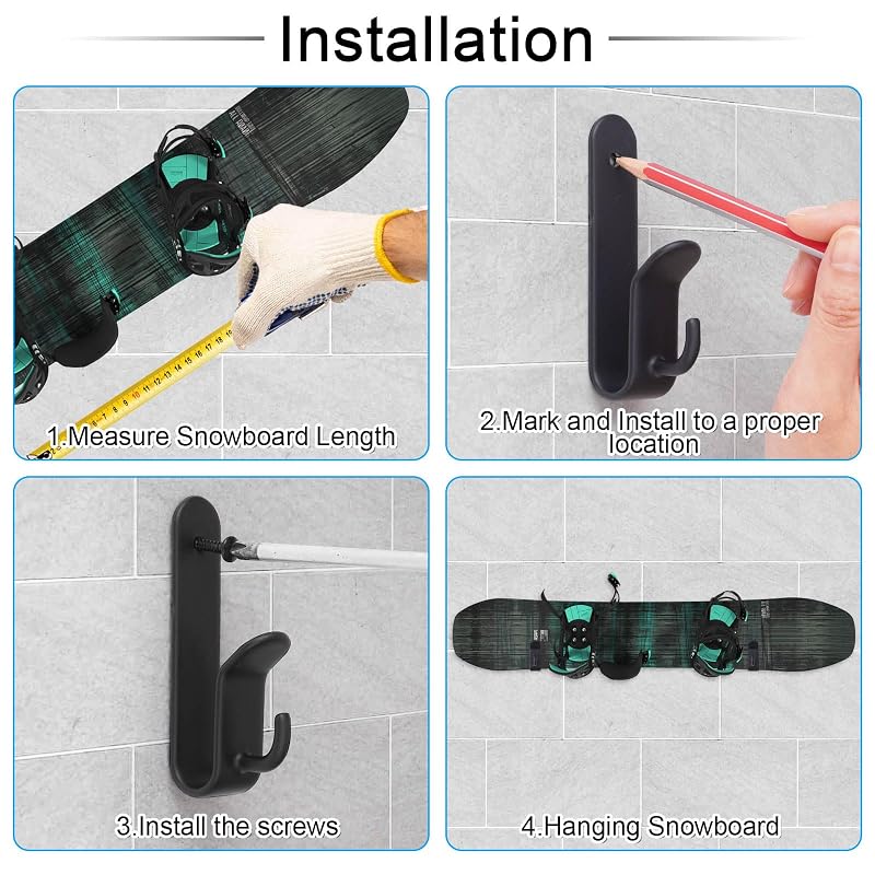 Upgrade 2 Pack Snowboard Wall Mount Clips - Horizontal Display Hangers
