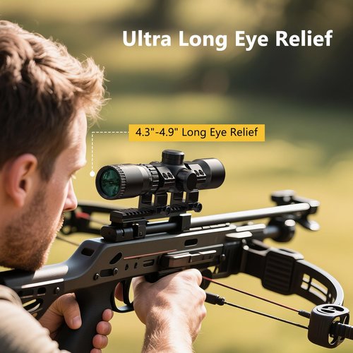 CVLIFE 1.5-5x32 Crossbow Scope, 20-100 Yards Ballistic Reticle, 300-450 FPS Red Green Illuminated Optic Crossbow Scope for Hunting