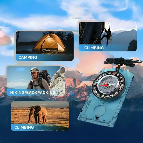 Compass Outdoor Navigation - Hiking Camping Backpack Compass,（Blue）