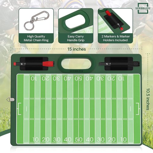 Football Dry Erase Board for Coaches 15x10.5 Double Sided Football Whiteboard Coaching Board Equipment Includes 2 White Board Markers for The Football Accessories The Perfect Coach Gifts