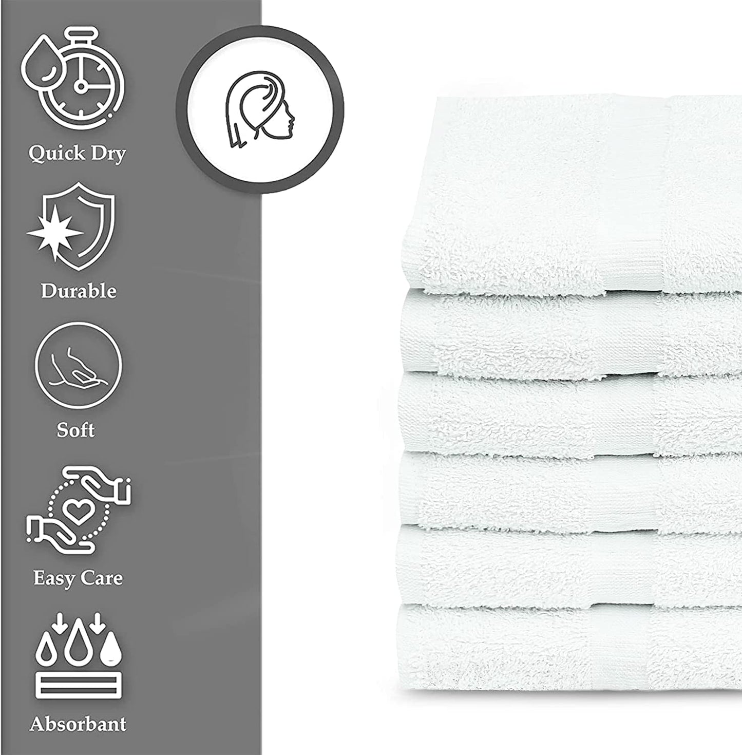 GOLD TEXTILES Bulk Bath Towels White 12 Pack (22x44 Inches) Economy Light Weight Easycare