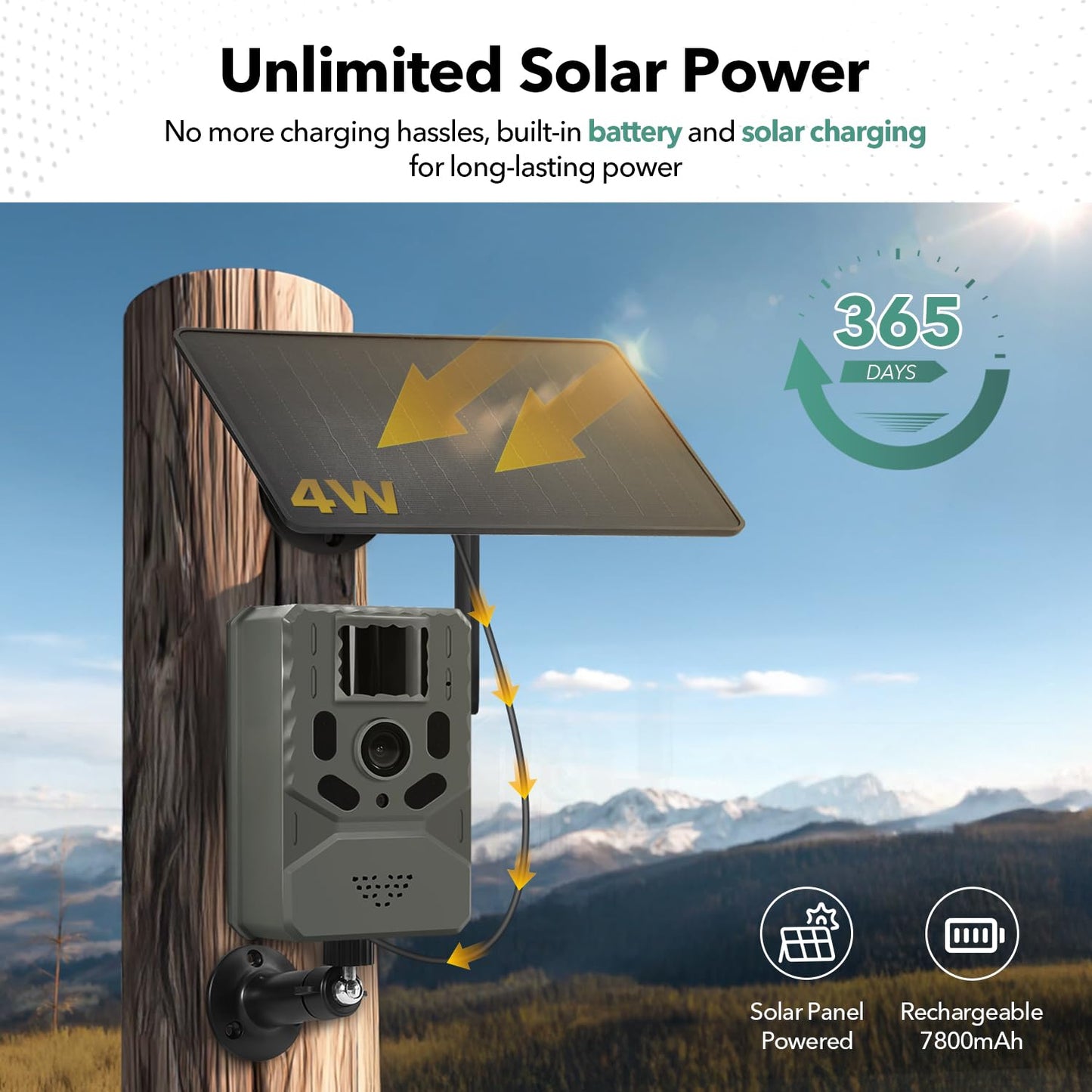 GLEEMALL Cellular Trail Camera 4G Unlimited Data Plan Built-in SIM Card 2K Live Feed Game Camera 0.2s Trigger Solar Powered Trail Camera with Night Vision Motion Activated Waterproof IP66