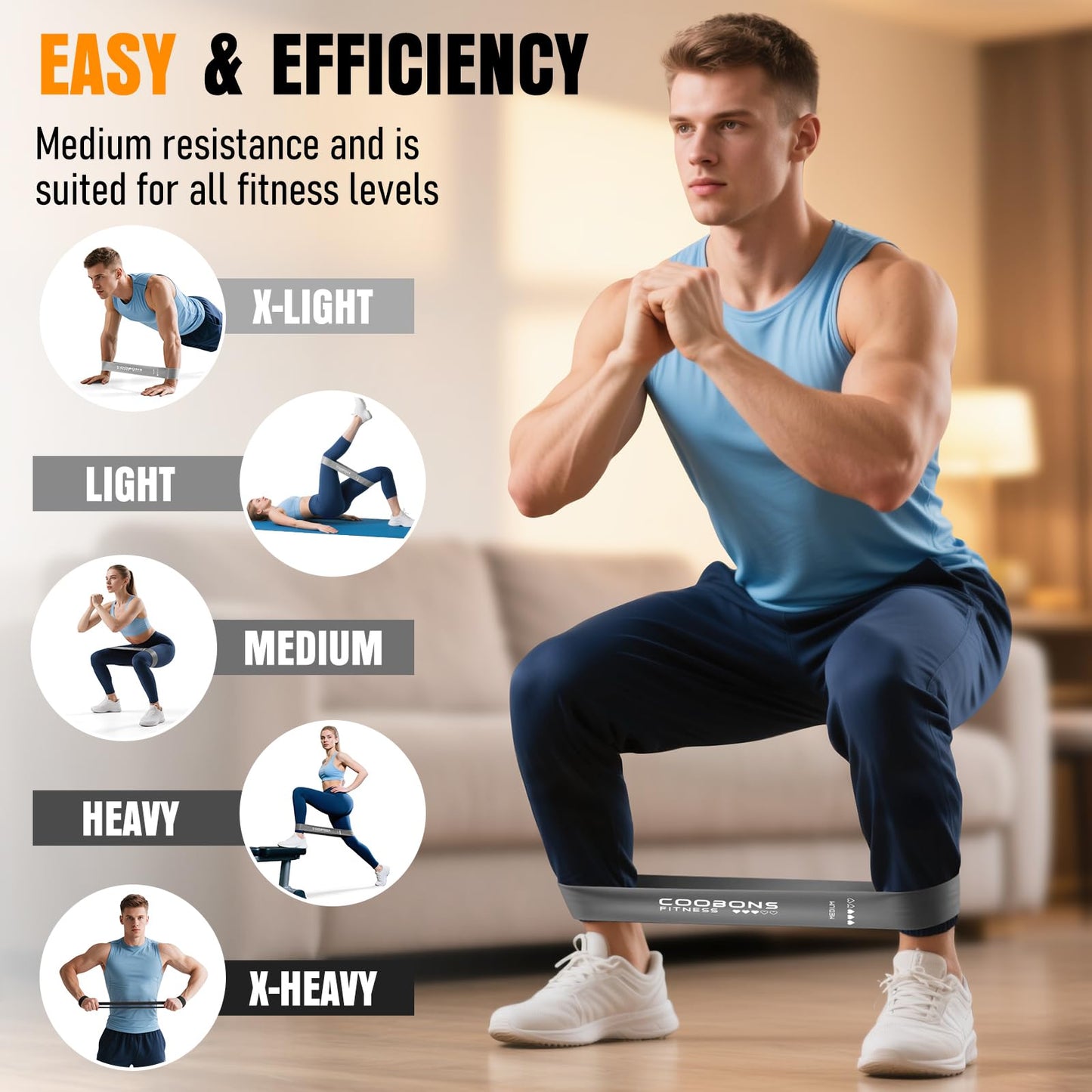 Resistance Bands for Working Out, Exercise Bands Resistance Bands Set with 5 Resistance Levels, Latex Loop Bands for Women Men, Workout Bands for Legs, Glutes, Strength Training, Yoga, Home Gym