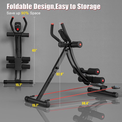 PINJAT Ab Workout Equipment, Ab Machine for Women, Adjustable Core Abdominal Exercise Fitness Equipment, Foldable Waist Trainer Ab Crunch Home Gym Systems for Beginners