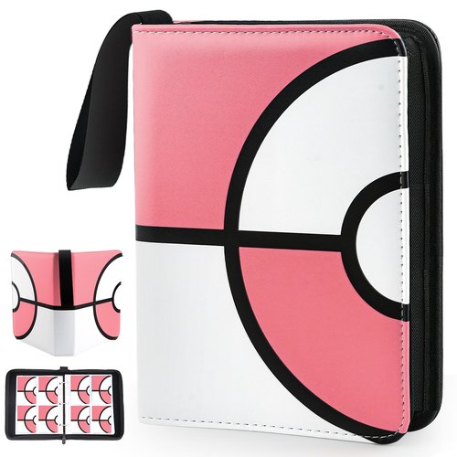 Card Binder 4 Pocket, Trading Card Holder Fits 400 Cards with 50 Removable Sleeves, Large Capacity & Waterproof Zipper Album Holder for Trading Card Collector, Portable Collection Card Album for Cards