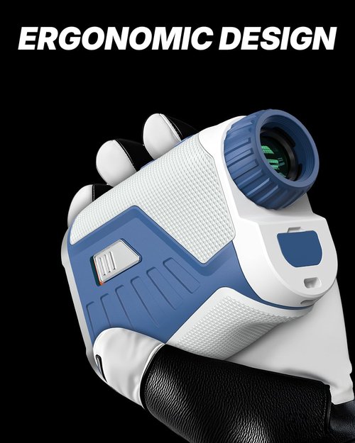 WOSPORTS Golf Rangefinder with Slope Switch, 1200 Yards Range Finder for Golfing & Hunting, ±1yd Accuracy, 0.3s Flag Locking Vibration, Rechargeable, Blue/White