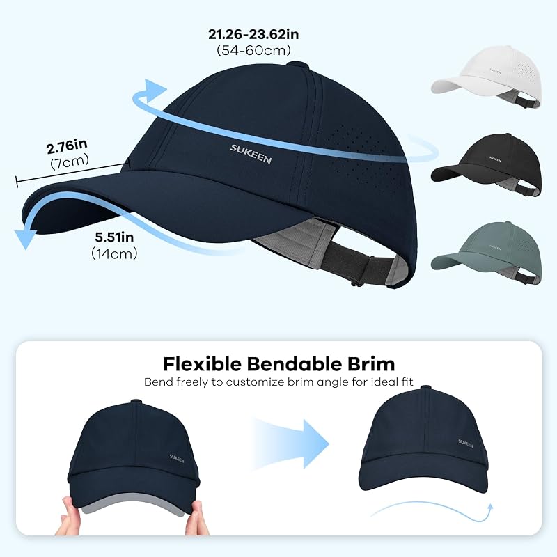 Sukeen Men’s Baseball Cap - Adjustable, Breathable, Moisture-Wicking Dark Blue