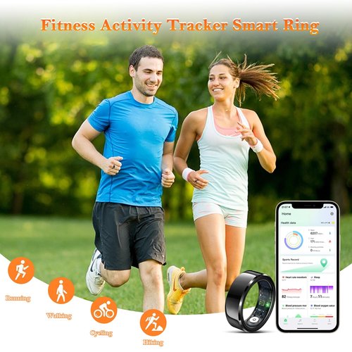 Delcast Smart Ring for Women Men-Wearable Fitness Tracker with Sleep Tracking Heart Rate Blood Oxygen Healthy Monitor Ring Activity Monitoring Steps Calories for Adult