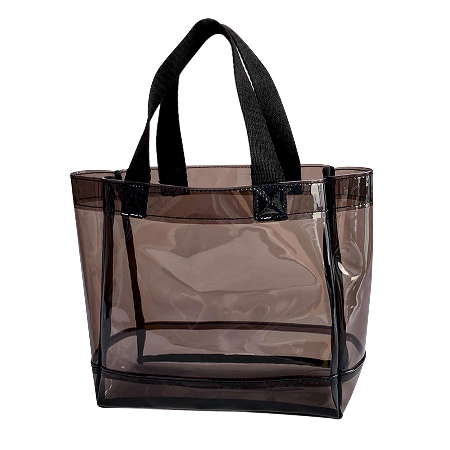 TotePrint Clear 1 Packs Small Tote Work Bag,8.27 inches x 7.87 inches x 3.15 inches Gift Wrap Handbag for Bridal and Birthday Party,Travel Makeup Pouch with Handle (1pcs-black)