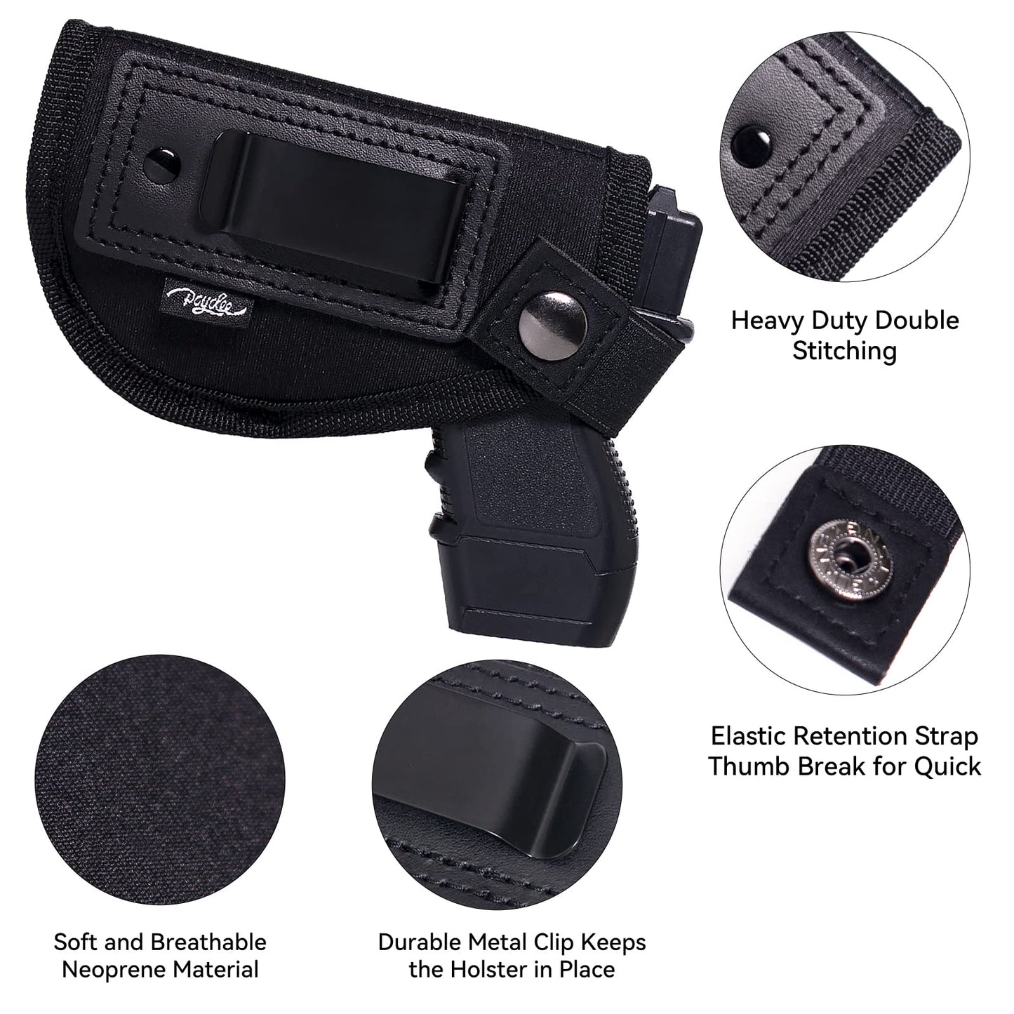 POYOLEE IWB Holsters for Women Concealed Carry Gun Holster Pistols Holster for Micro Sized Handgun Right/Left Handed. (Black, Right-Handed Draw (IWB))