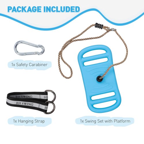 RedSwing Tree Swing for Kids, 3-in-1 Longboard Climbing Rope Swing, Adjustable Disc Seat and Tangle-Free Rope for Indoor or Outdoor Playground Playset, Up to 600 lbs, Blue