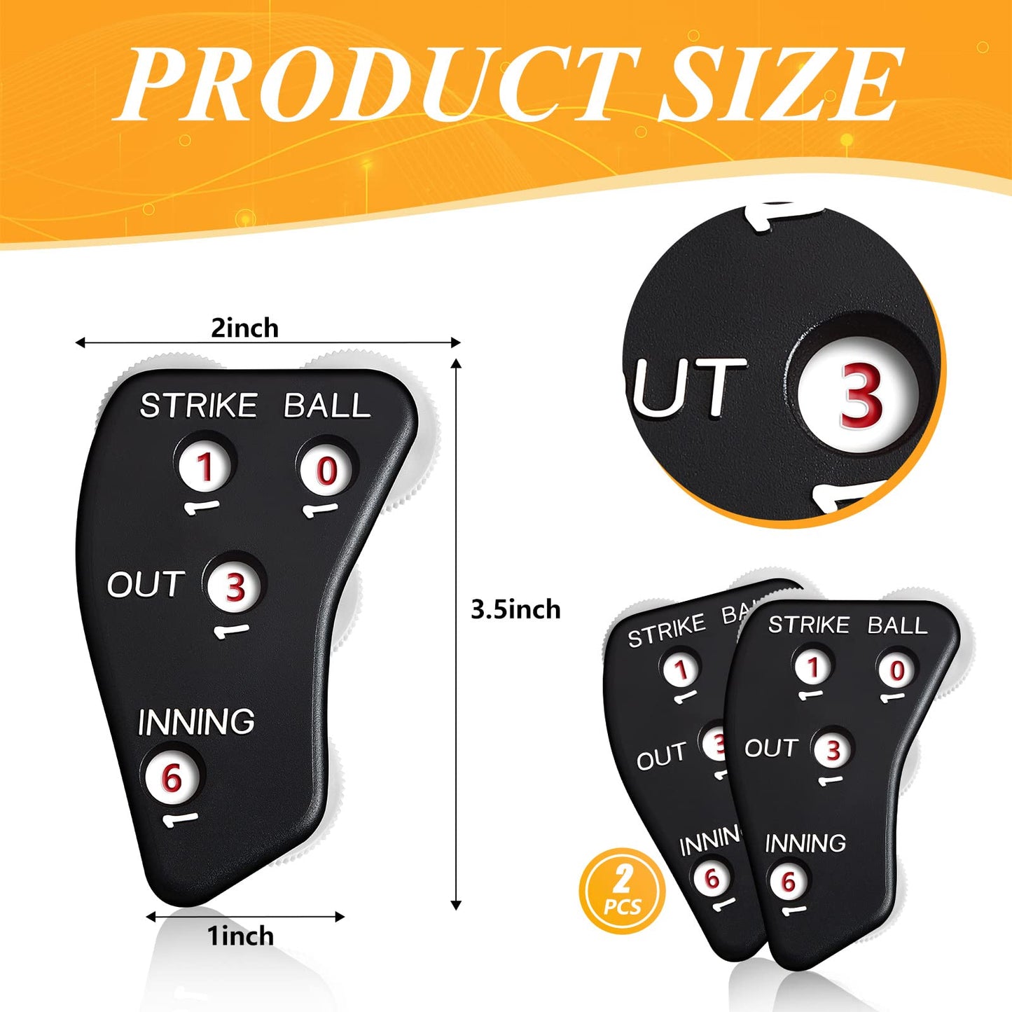 Deekin 4 Pieces 4 Wheel Baseball Umpire Clicker Black Indicator Gear Practical Baseball Counter Clicker for Scorekeeper Recording Outs Innings Balls Softball Referee Equipment (Black White)