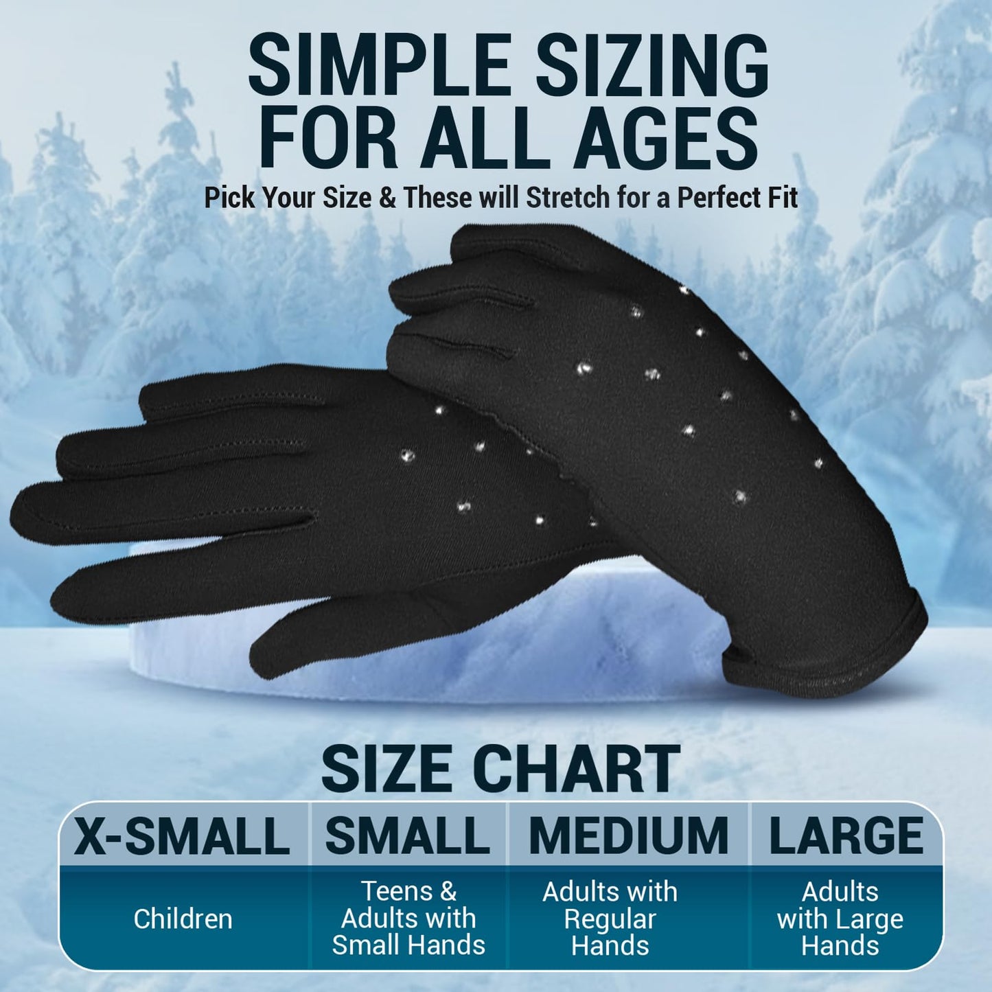 Kami-So Figure Skating Gloves for Competition | Ice Skating Gloves for Women | Gel Wrist Support | Padded Thermal Accessory | Figure Skate Practice Gear, Ice Skate Outfit | Black | Extra Small
