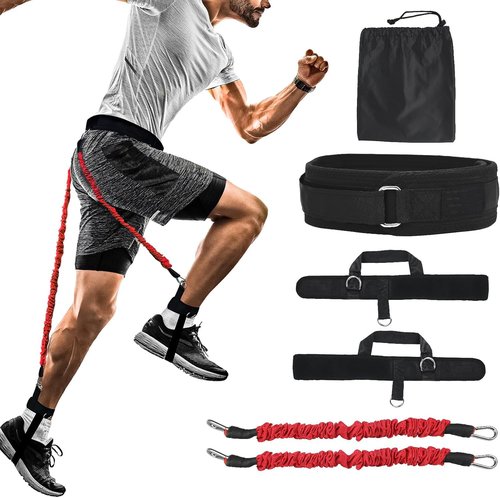 Vertical Jump Trainer Resistance Bands System with Ankle Straps & Belt for Leg Strength Training Basketball, Volleyball, Football, Tennis Agility Workout Equipment