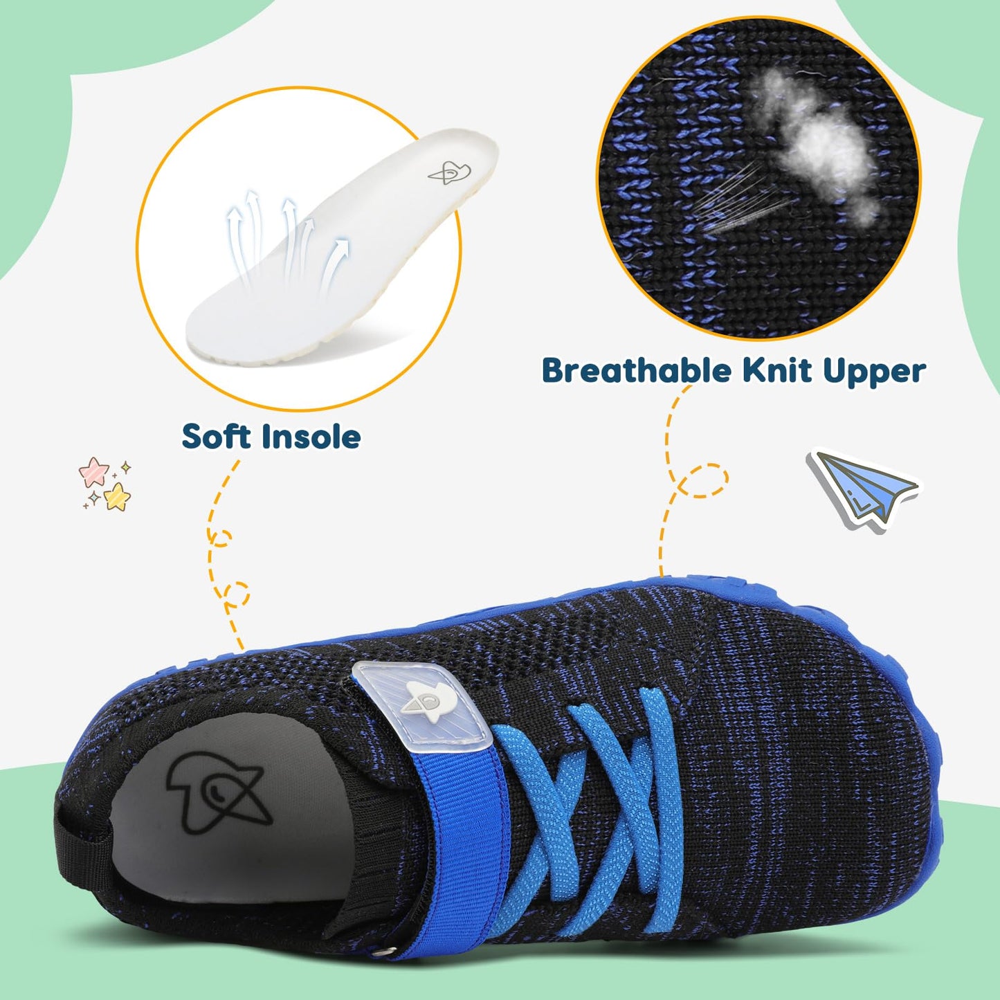 LeIsfIt Kids Shoes Girls Boys Wide Shoes Kids Barefoot Sneakers Lightweight Hiking Shoe for Toddler Little Big Kid Blue 2 Big Kid
