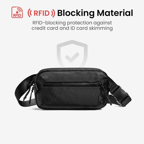 tomtoc 1.5L X-Pac Sling Bag with RFID Blocking, Crossbody Bag Minimalist Chest Shoulder Pack for Men/Women, Water-resistant Lightweight Casual Funny Pack for Travel, Daily Commute