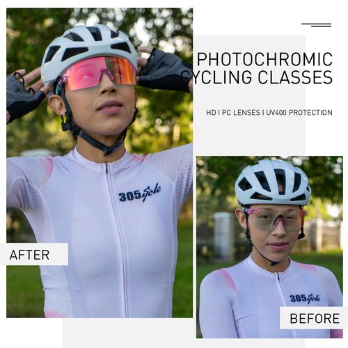 SCVCN Photochromic Cycling Glasses Frameless Sports sunglasses for Men Women - Ideal For Baseball, Bike, Golf, Running