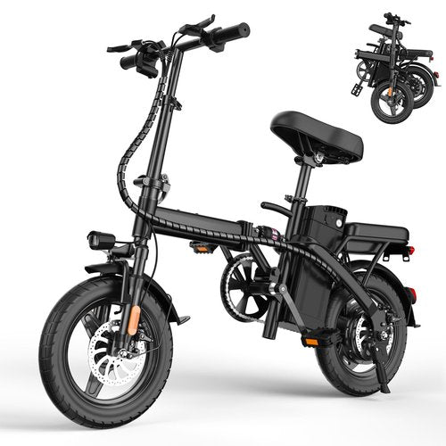 RPINT Electric Bike for Adults 500W Motor,14" Folding Ebike Electric Bicycles with 48V 13Ah Removable Battery UL 2849 Certified, 25 Miles PAS Range, Mini E Bikes for Teens (E14 Black)