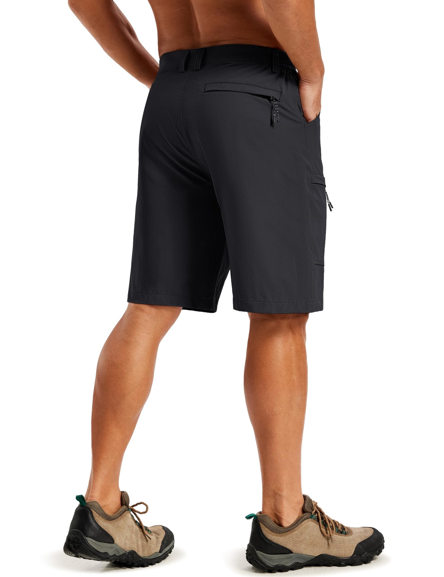 TACVASEN Men's Hiking Cargo Shorts Quick Dry Lightweight Shorts with Zipper Pockets for Casual Golf Travel Work Black 38