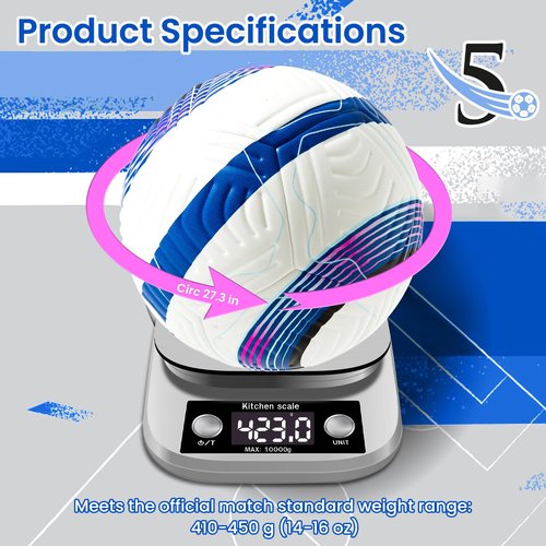 ZWAW Official Match Soccer Ball Size 5 – Waterproof PU Leather, Includes Pump & Needles, Mesh Storage Bag for Easy Carry