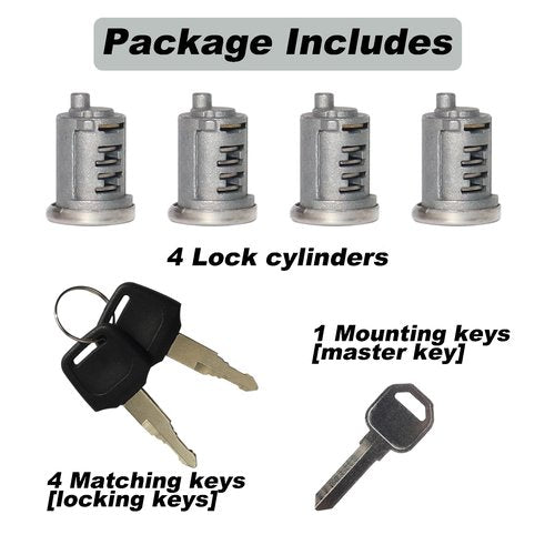 4 Pack Lock Cores for Yakima SKS Car Roof Rack System Components, Includes 4 Cylinders Cores, 4 Opening Keys and 1 Control Key (4 Pack)
