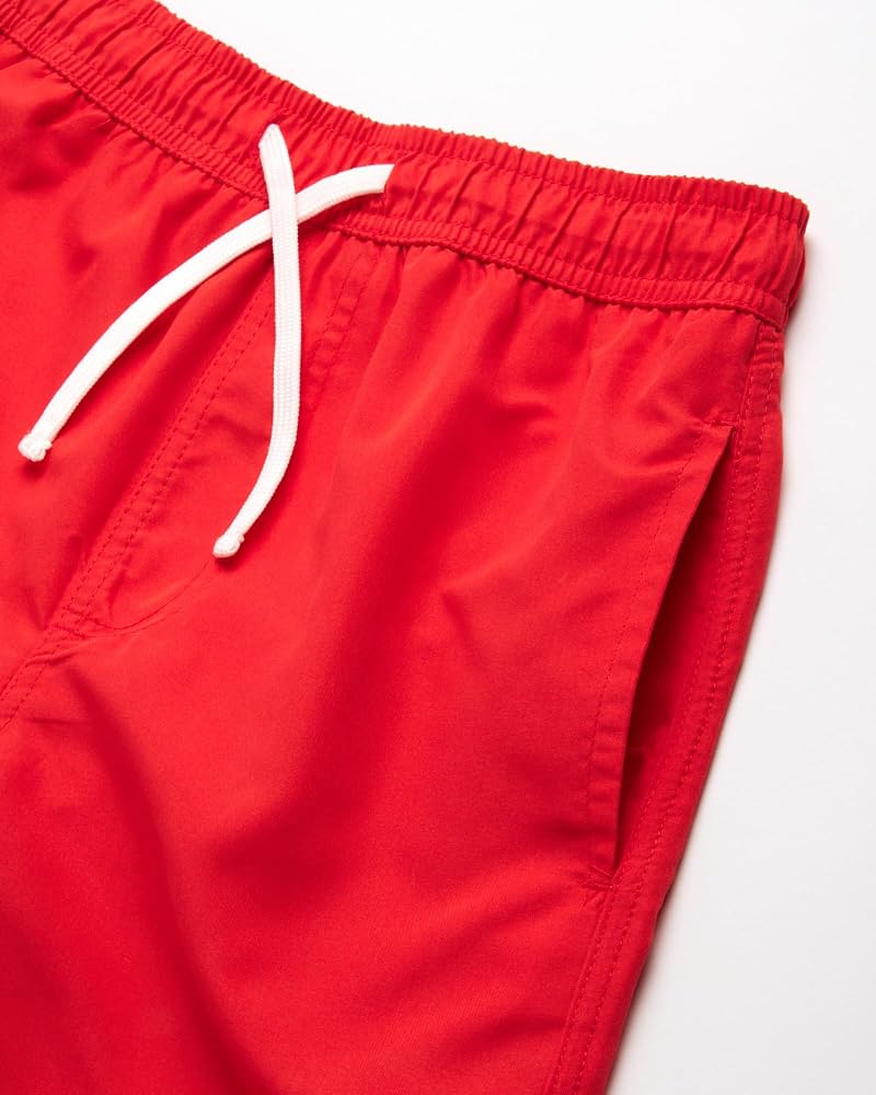 Quad Seven Boys Swim Trunks 2 Pack Navy/Red - Quick Dry Board Shorts with Pockets (Sizes 8-18)