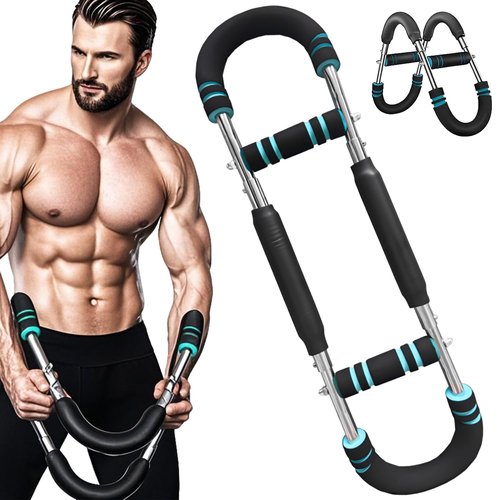 Twister Arm Trainer, 40-100lb Adjustable Chest Workout Equipment, Portable Power Twister Bar, 2025 New Adjustable Twister Arm Chest Exerciser，Detachable Design Fitness Anywhere (Blue)