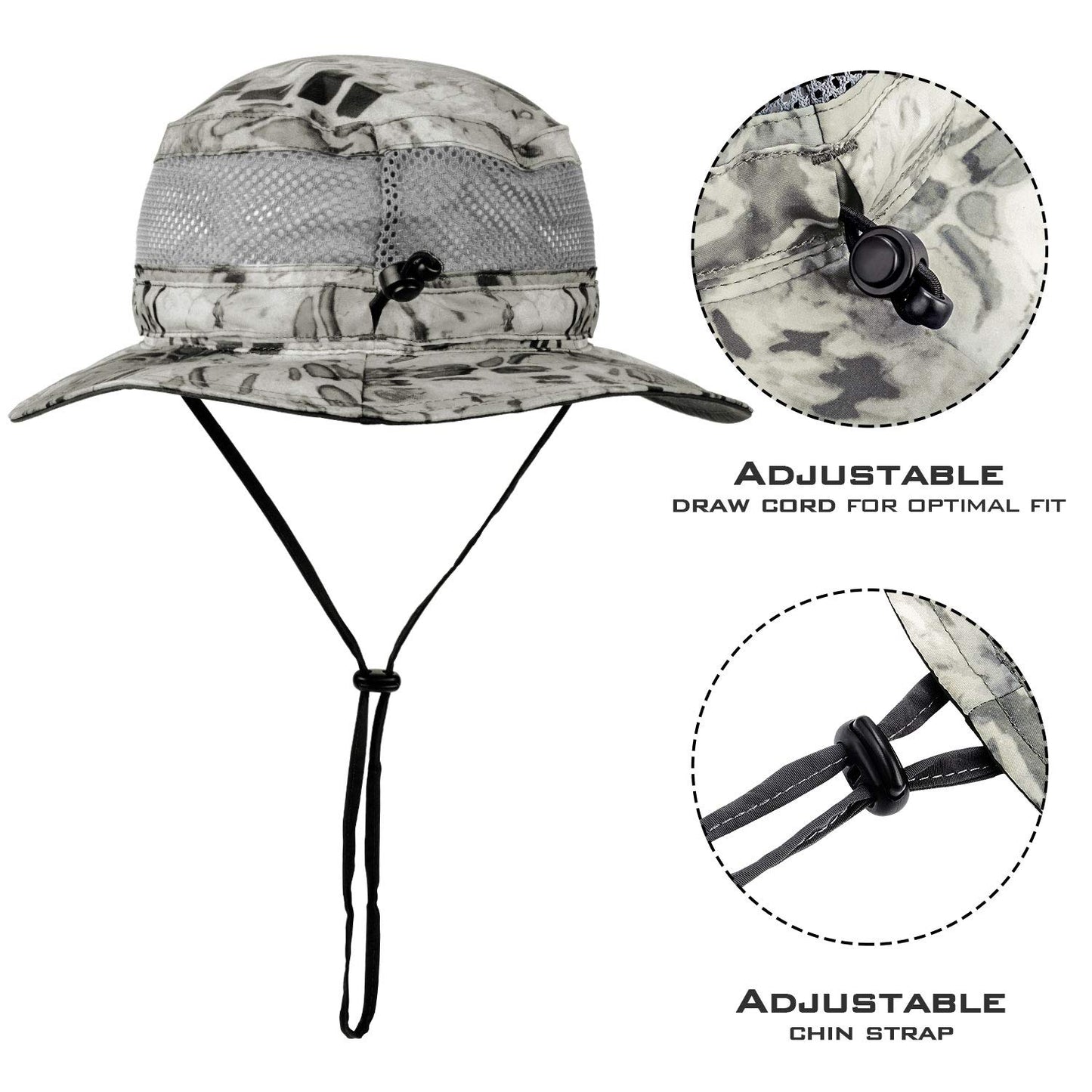 KastKing Sol Armis UPF 50 Boonie Hat - Sun Protection Beach & Hiking, Fishing, Paddling, Rowing, Kayaking - Silver Mist