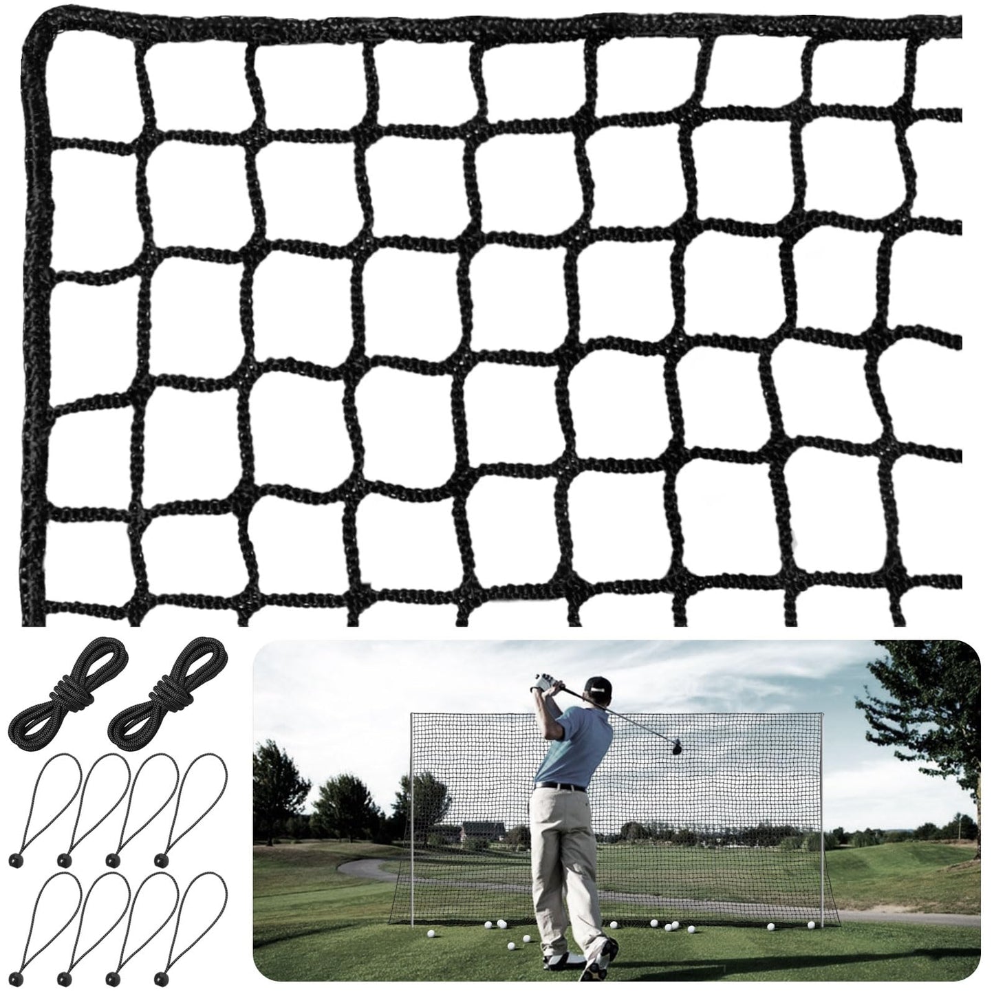 Golf Practice Net,Heavy Duty Nylon Golf Hitting Net,Golf Net Outdoor Indoor with Wire Hanging Kit,Golf Nets for Backyard Driving，Golf,Baseball, Hockey, Soccer（10/15/20/25/30ft