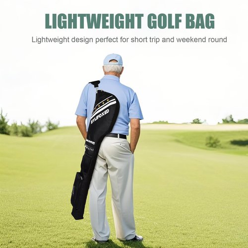 BYLIFOXED Par 3 Golf Carry Bag for Short Game,Sunday Golf Bag for Men,Small Golf Bag with Thick Foam Protection,Fit Up to 5-8 Clubs(Not Fit for Golf Driver) (Black)