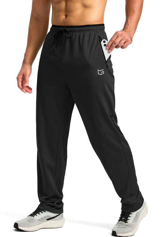 G Gradual Men's Sweatpants Mesh Lightweight with Zip Pockets Breathable Quick Dry Athletic Pants for Workout Running (Black, Medium)