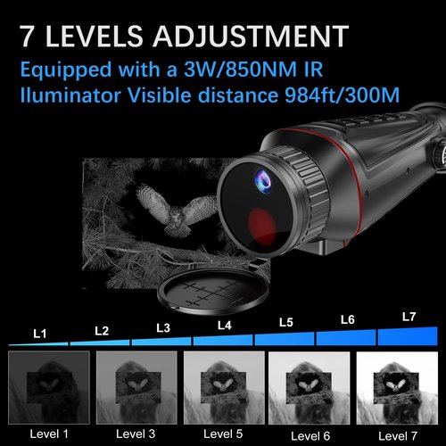 4K Digital Night Vision Monocular with Infrared Illuminator & Video Recording, 1314ft Long Distance, Manual Focus and Diopter, Night Vision Goggles Binoculars for Hunting, Camping, with 32 GB SD Card