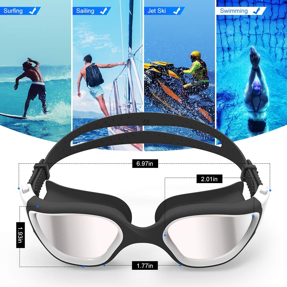ZIONOR Swim Goggles, Upgraded G1 Polarized Swimming Goggles Anti-fog for Adult Men Women A2 (Polarized + Mirror Silver)