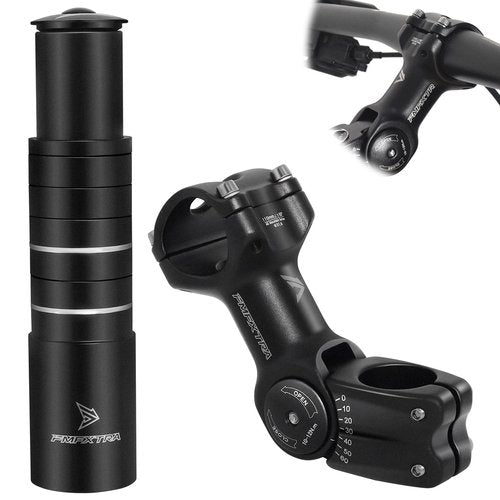 HAQQI Bike Stem Riser & Adjustable MTB Stem, 31.8mm Bike Stem Adjustable ±60 Degree, Aluminum Bicycle Handlebar Riser, Universal Bike Stem Riser Extender for MTB/Road/BMX/E-Bikes