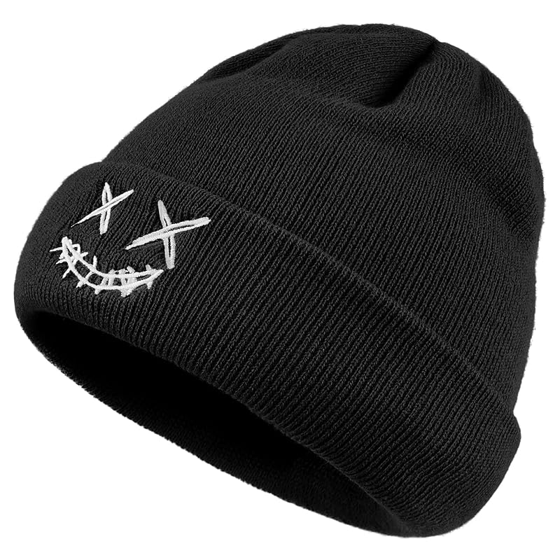 Devil Smile Beanie Hat for Men - Croogo Black One Size Kh26 Variation