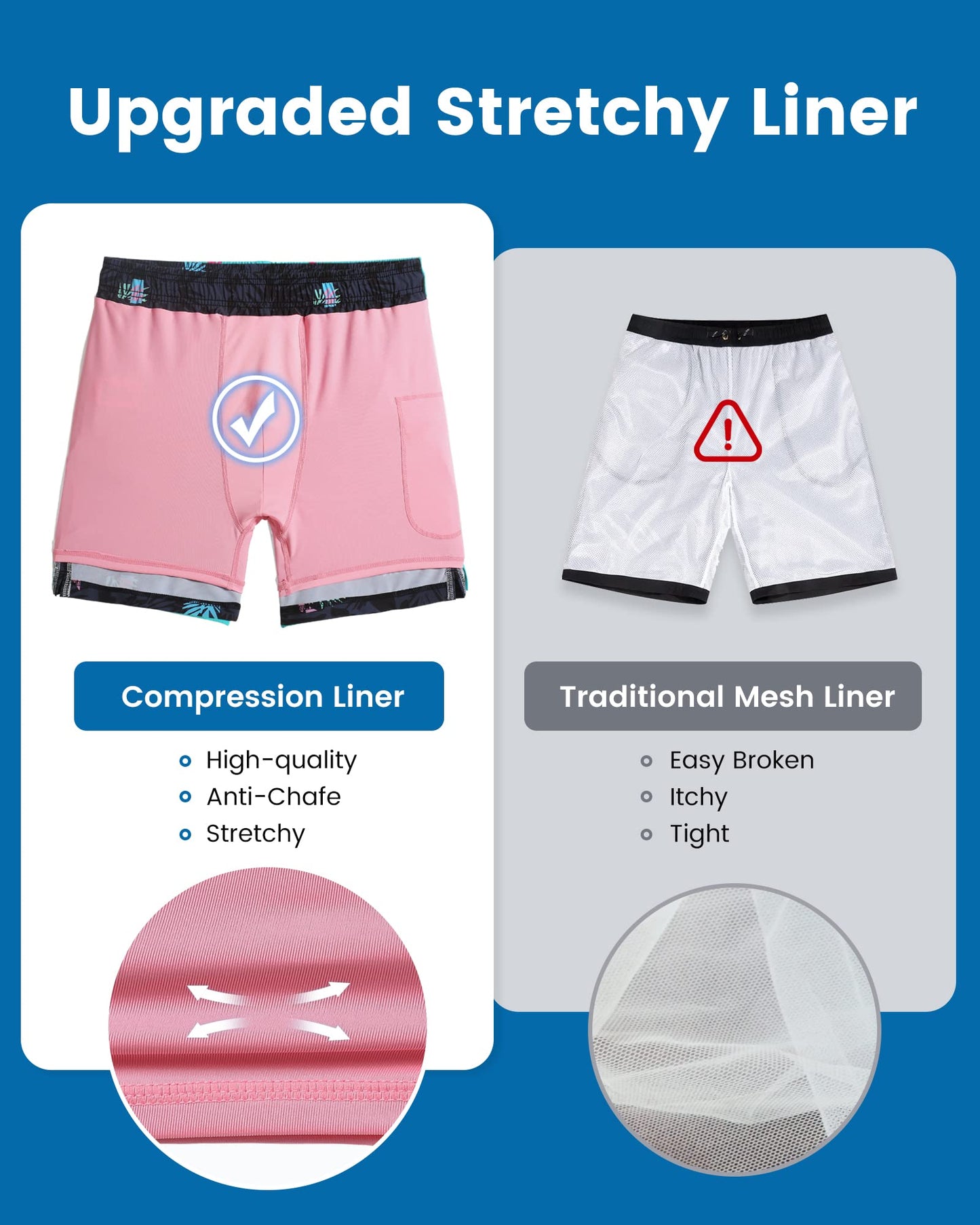 maamgic Swim Trunks Men 2 in 1 Mens Bathing Suit 7 Inch Quick Dry Mens Swimming Trunks with Zipper Pockets