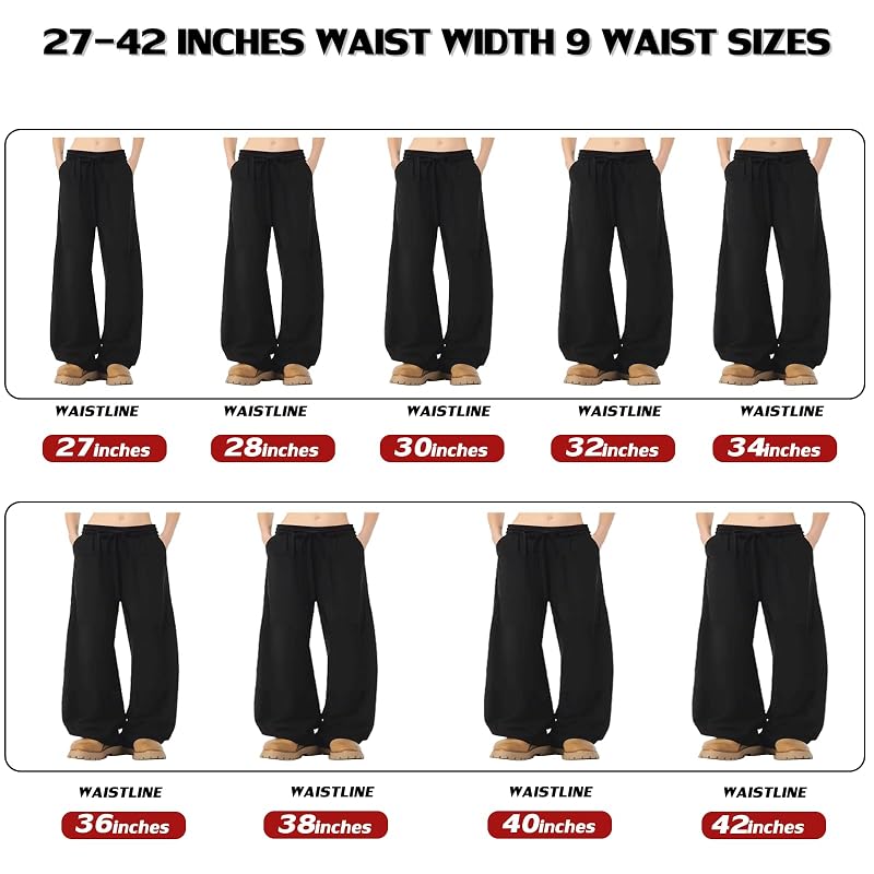 Tall Men’s Sweatpants - Big & Tall Inseam 38W x 36L, Relaxed Fit Black