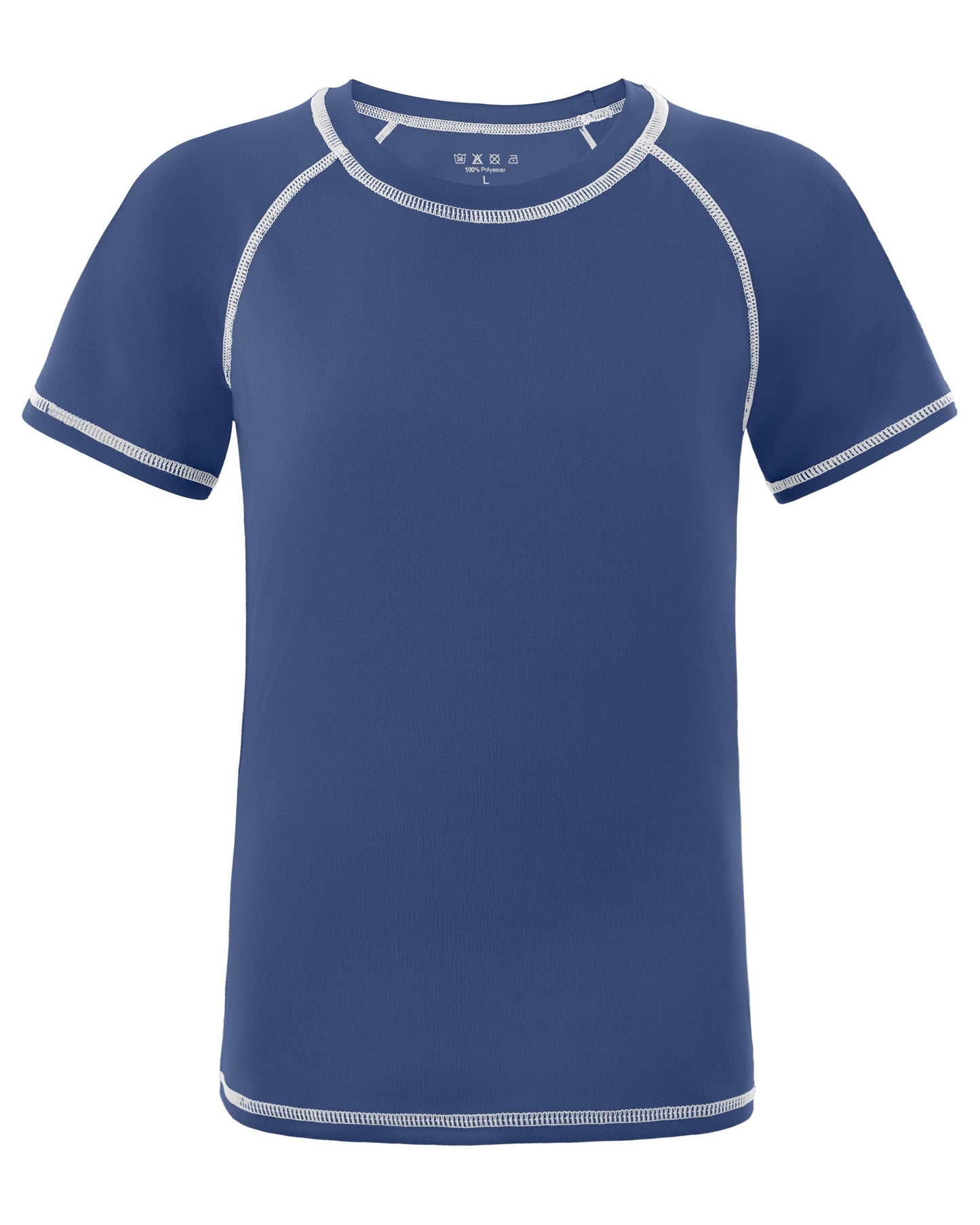 Roadbox Boys Rash Guard Short Sleeve Swim Shirt, UPF 50+ UV Water Shirts for Kids, Surf Fishing Sun Protection Rashguard Sea Blue