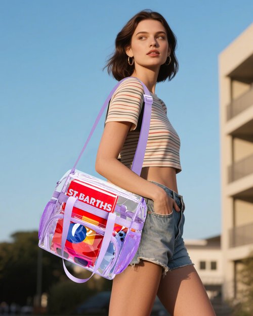 Lyingflat Clear Bag for Stadium Events 12x12x6 Clear Tote Bag with Large Front Pocket Removable Strap for Work Sports Concert